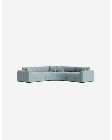 Rosado Modular Corner Sectional Sofa-Sky Blue Classic Velvet