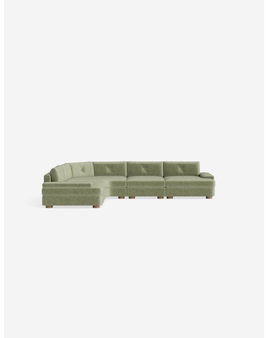 Hill Modular Chaise Sectional Sofa-Sage Performance Striated Velvet