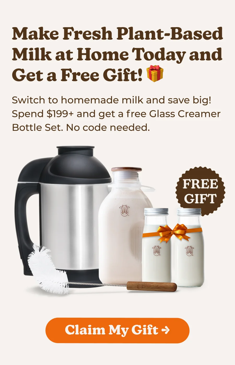 Get a FREE Set of Glass Creamer Bottles