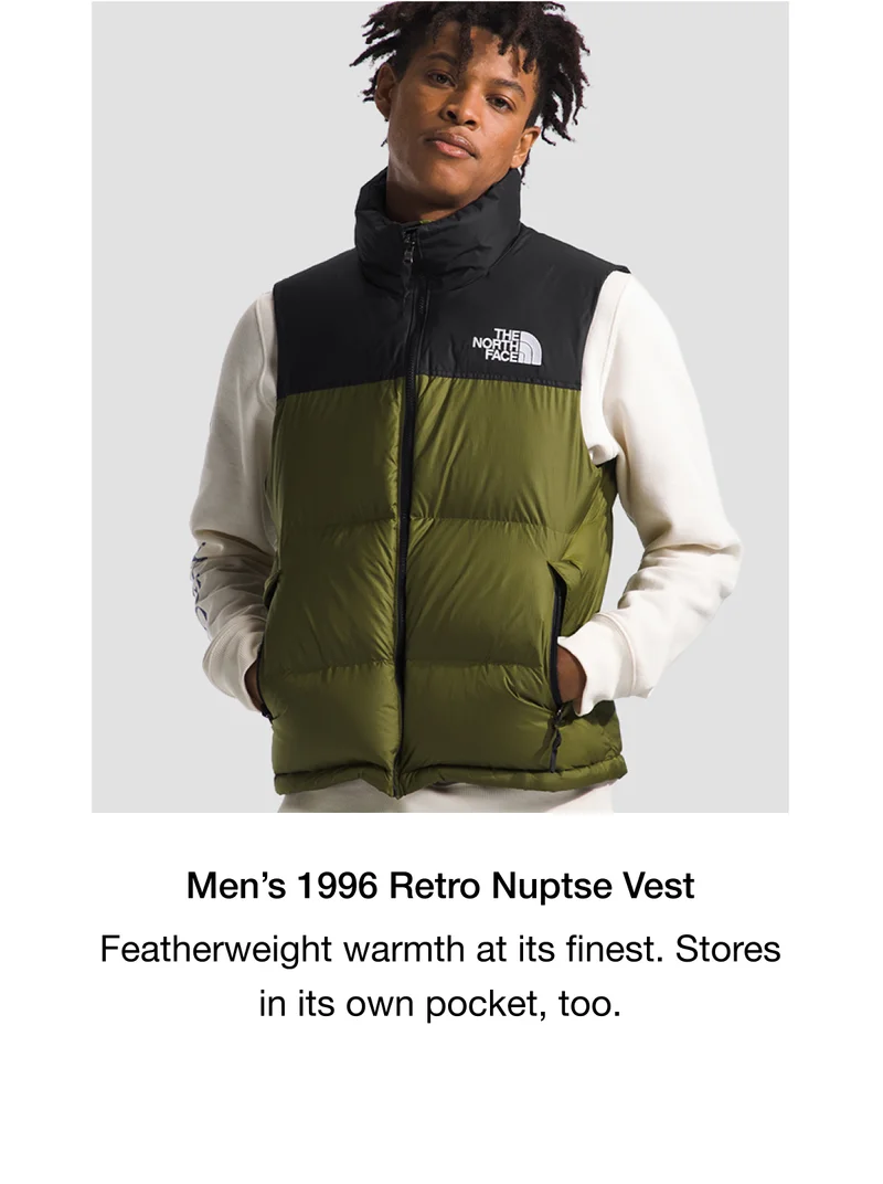 Men's 1996 Retro Nuptse Vest. Featherweight warmth at its finest. Stores in its own pocket, too.