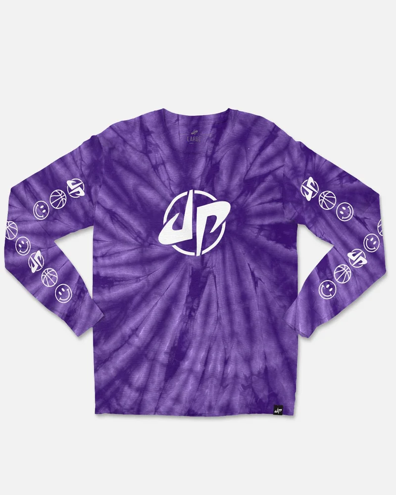 Image of Triple Double Tie Dye Long Sleeve Tee (Purple)