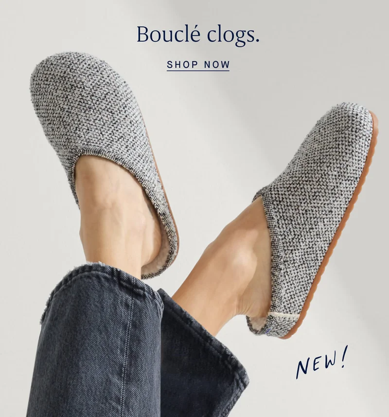 NEW! Bouclé clogs. SHOP NOW