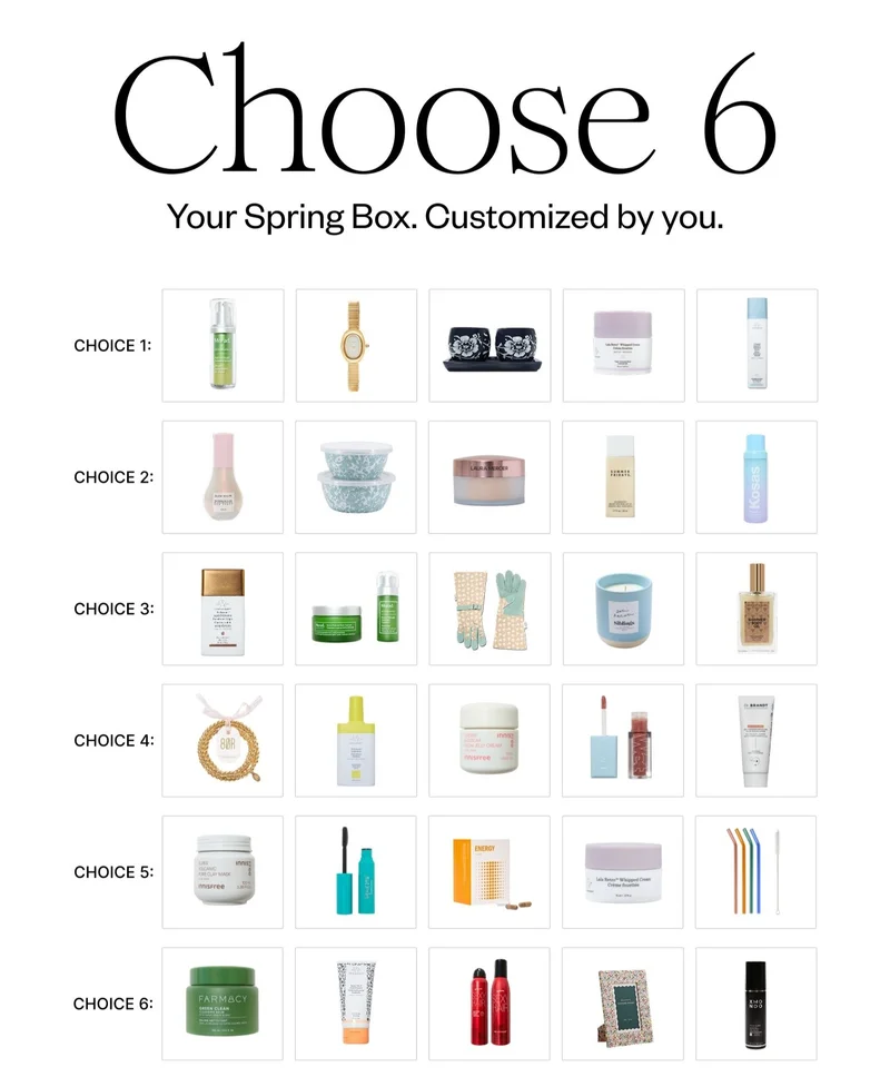 Choose 6 | Your Spring Box. Customized by you.