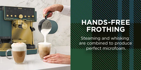 Hands-free frothing--Steaming and whisking are combined to produce perfect microfoam.