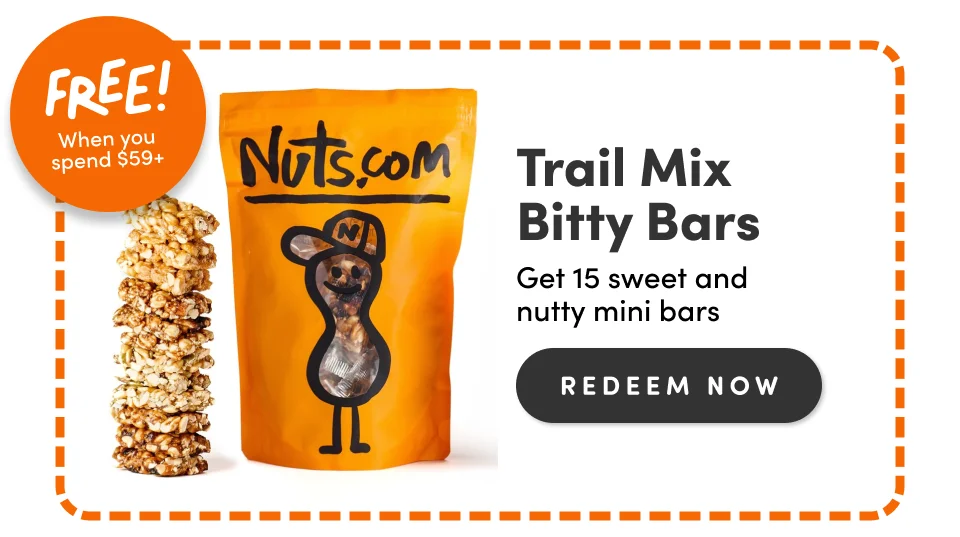 FREE! Trail Mix Bitty Bars; Get 15 sweet and nutty mini bars; REDEEM NOW