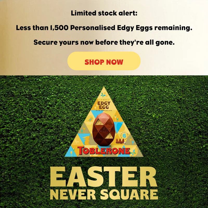 Limited stock alert: Less than 1,500 Personalised Edgy Eggs remaining.  Secure yours now before they're all gone.