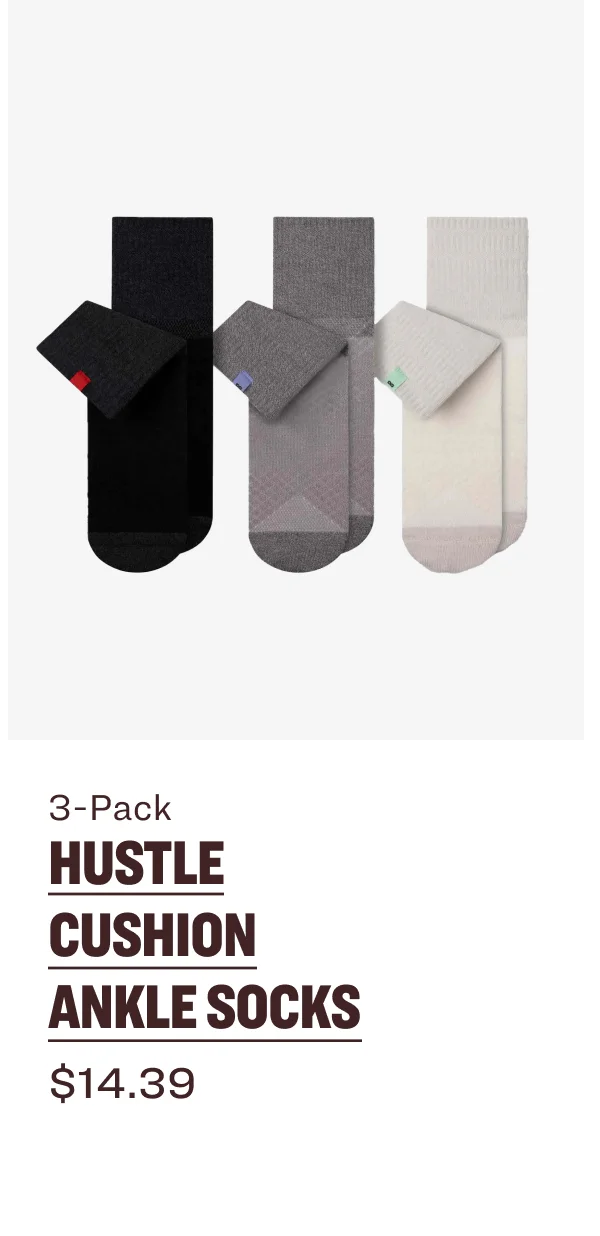 3-PACK HUSTLE CUSHION CREW SOCKS $14.39