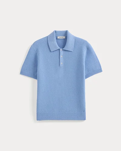 Image | Seed Stitch Polo | Open Air Blue
