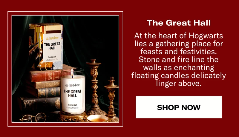 The Great Hall | At the heart of Hogwarts lies a gathering place for feasts and festivities. Stone and fire line the walls as enchanting floating candles delicately linger above. | SHOP NOW
