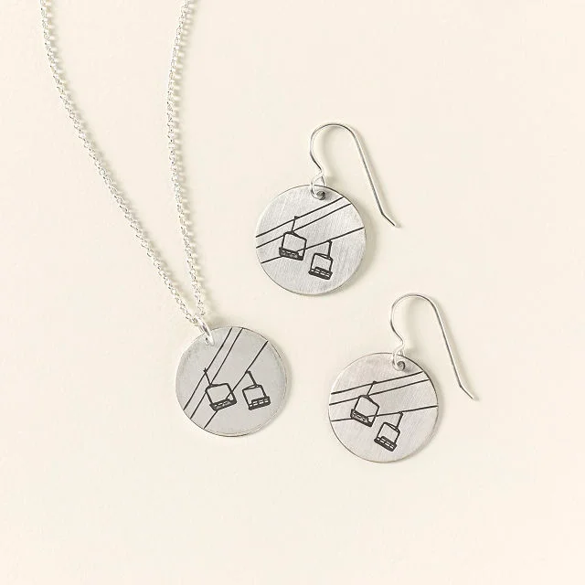 Two Sided Snowy Ski Lift Jewelry