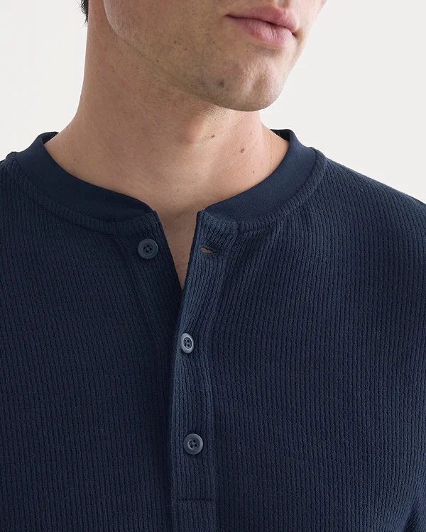 Image | Thermal Henley in Cozy Waffle | Navy