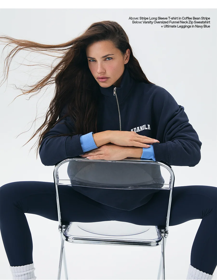 Adanola x Adriana Lima: Varsity Oversized Funnel Neck Zip Sweatshirt