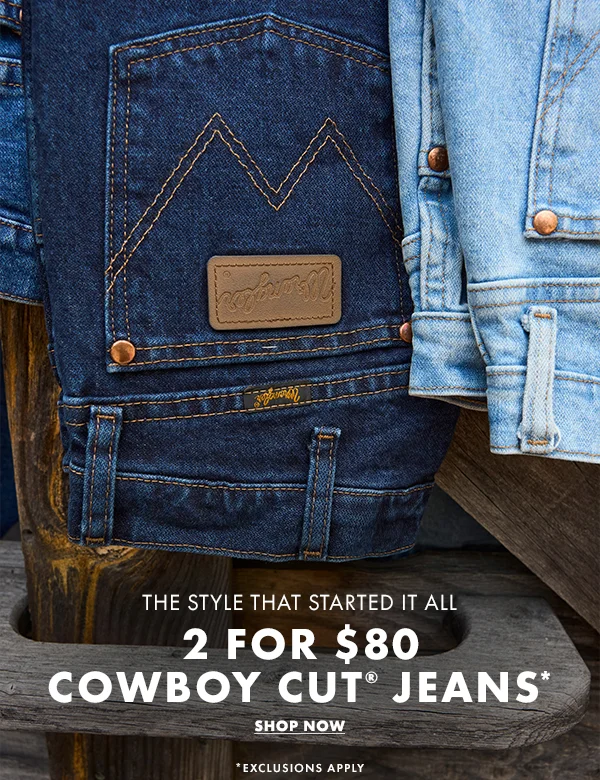 The style that started it all. 2 For $80 Cowboy Cut Jeans. Shop Now