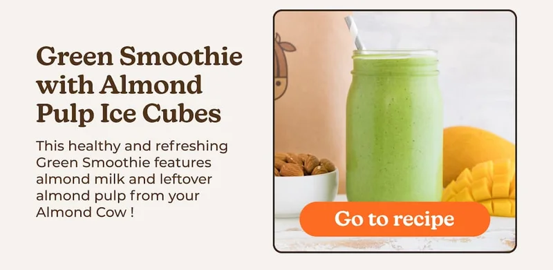 Green Smoothie with Almond Pulp Ice Cubes Recipe