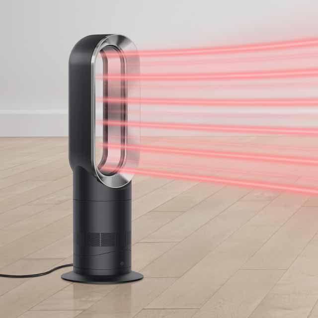 Close up of Dyson Hot+Cool™ Jet Focus fan heater AM09 in Black/Nickel