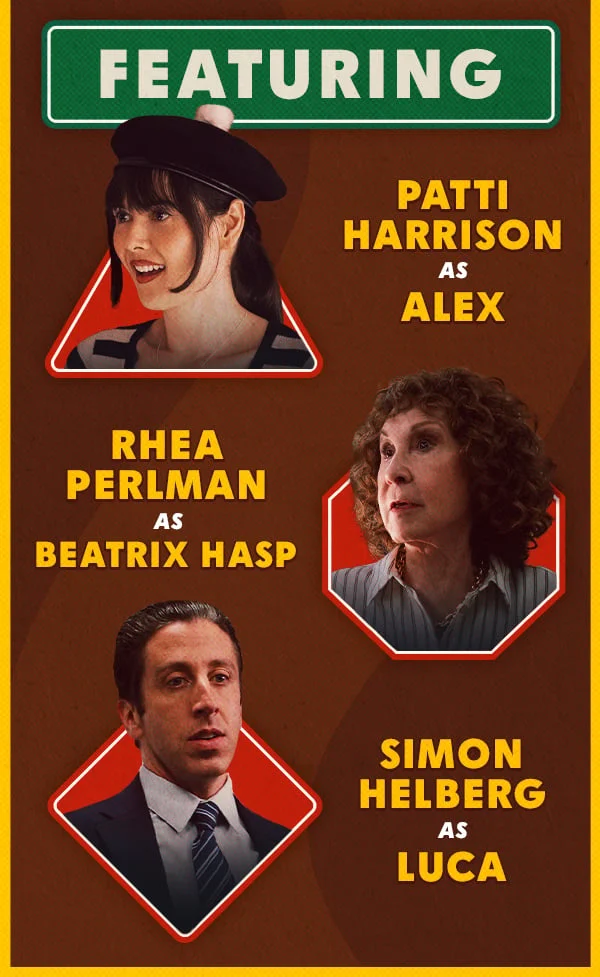 Featuring Patti Harrison, Rhea Perlman, and Simon Helberg