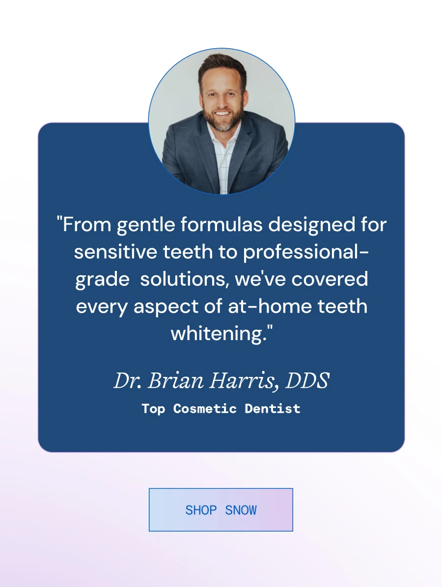"From gentle formulas designed for sensitive teeth to professional-grade solutions, we've covered every aspect of at-home teeth whitening." - Dr. Brian Harris, DDS (Top Cosmetic Dentist)