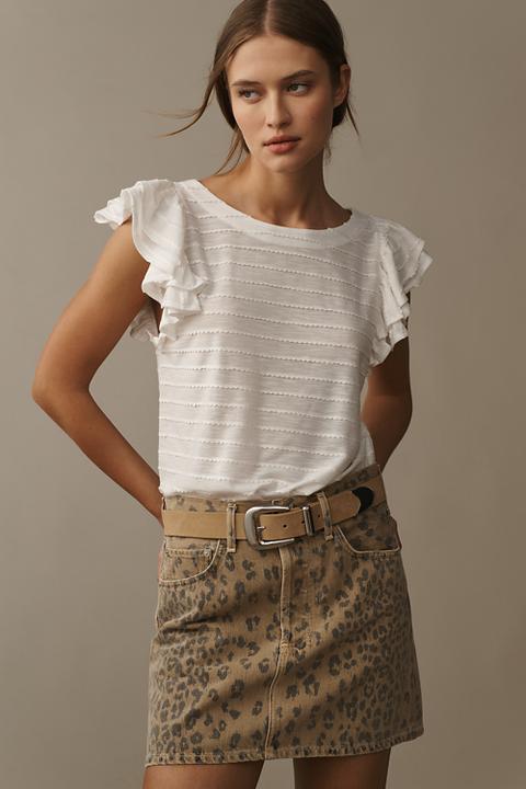 By Anthropologie Flutter-Sleeve Top