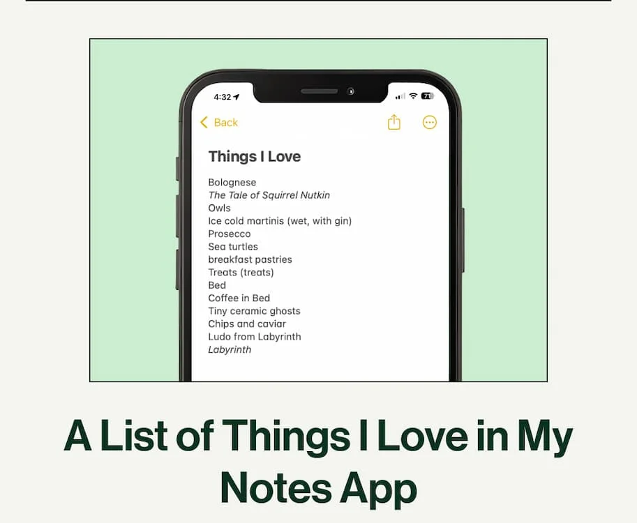 A List of the Things I Love