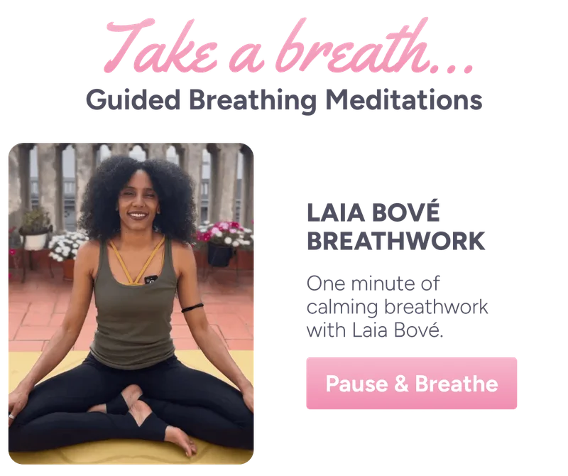 Take a breath... Guided Breathing Meditations. Laia Bové breathwork – One minute of calming breathwork with Laia Bové. Pause & Breathe.