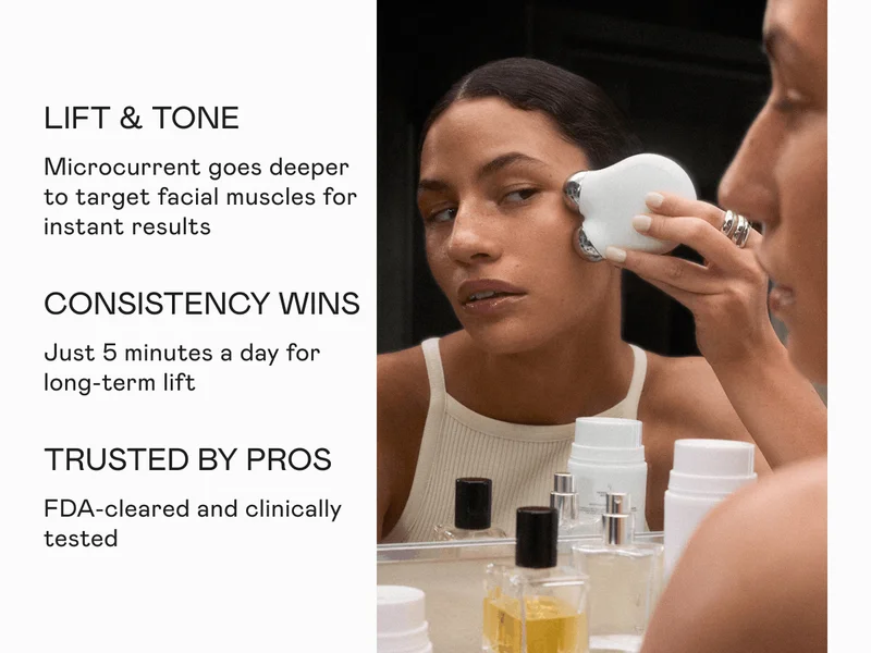 Lift & Tone: Microcurrent goes deeper to target facial muscles for instant results. Consistency Wins: Just 5 minutes a day for long-term lift. Trusted by Pros: FDA-cleared and clinically tested.