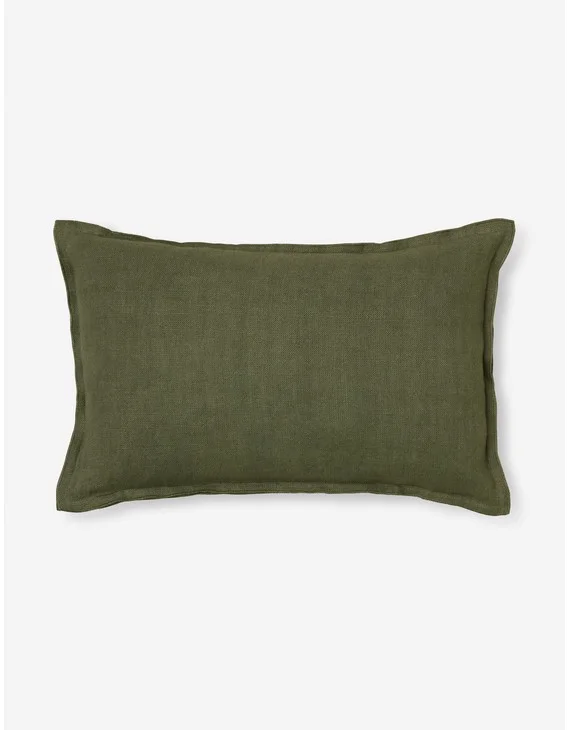 Arlo Linen Pillow - Olive / Lumbar / With Feather Down Insert