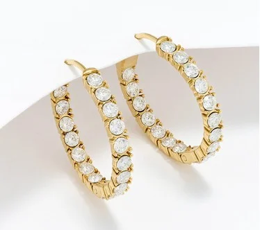 Steel by Diamonique 1" Hinged Hoop Earrings Hoop Earrings