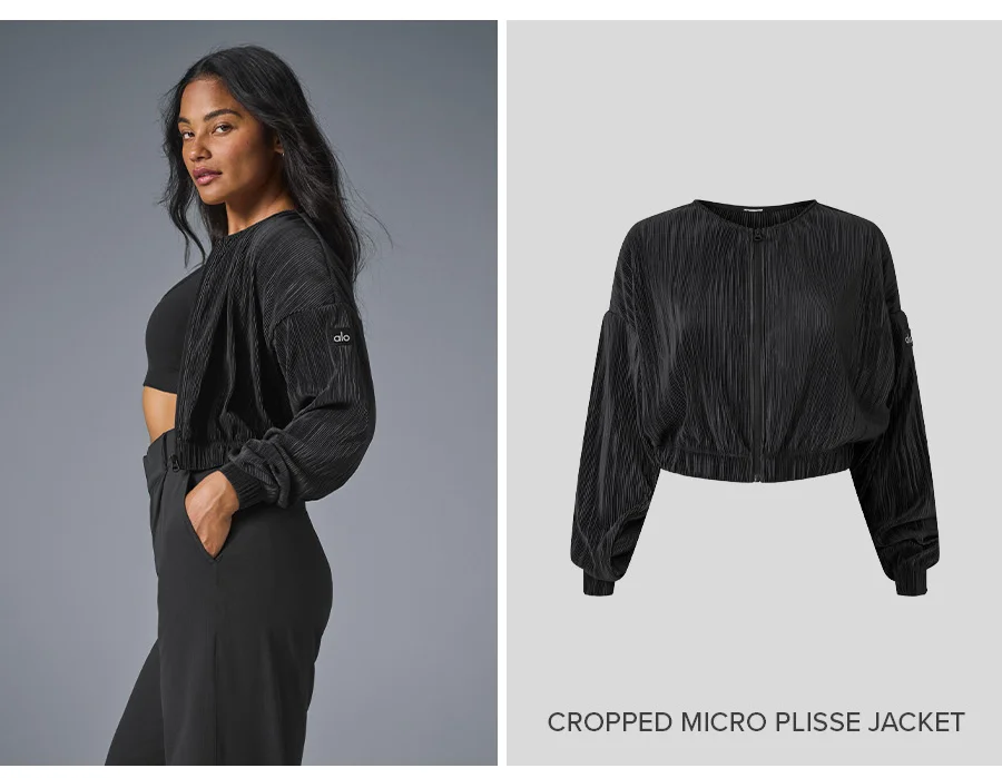 Cropped Micro Plisse Jacket