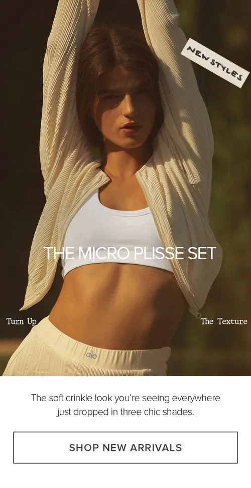 The Micro Plisse Set. The soft crinkle look you're seeing everywhere just dropped in three chic shades. Shop New Arrivals