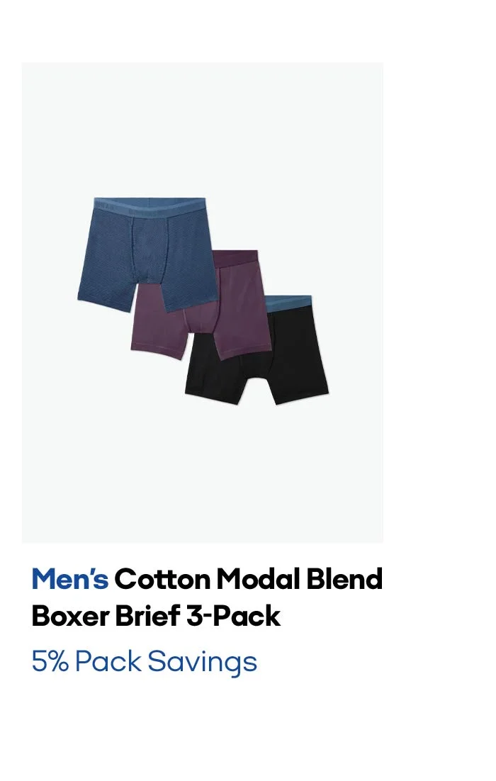 Men's Cotton Modal Blend Boxer Brief 3-Pack 5% Pack Savings