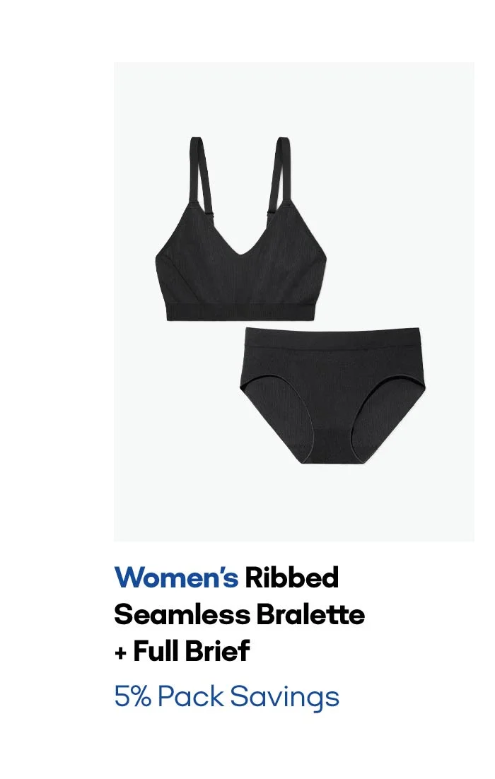 Women's Ribbed Seamless Bralette + Full Brief 5% Pack Savings