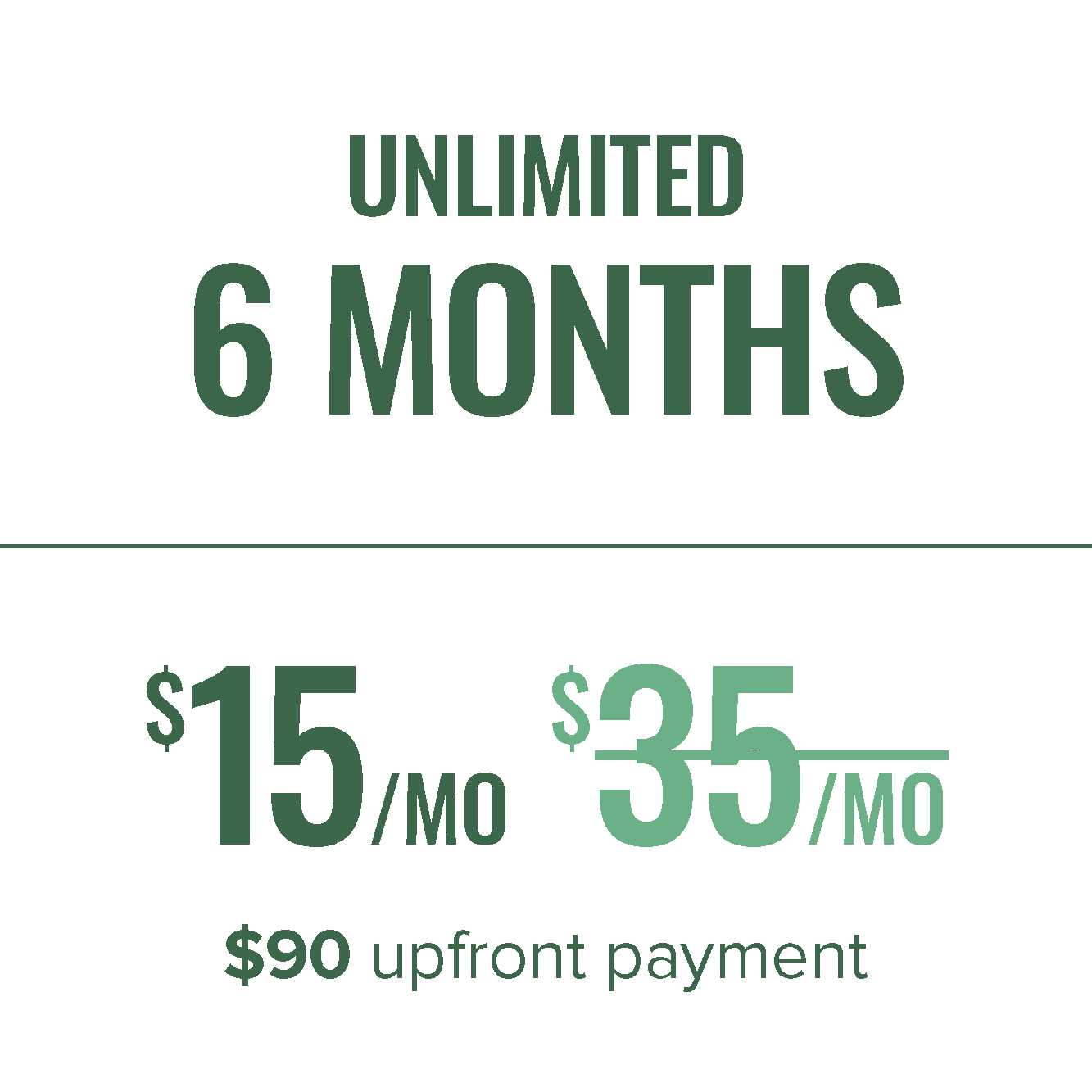 6 Month Plan $90 Upfront Payment