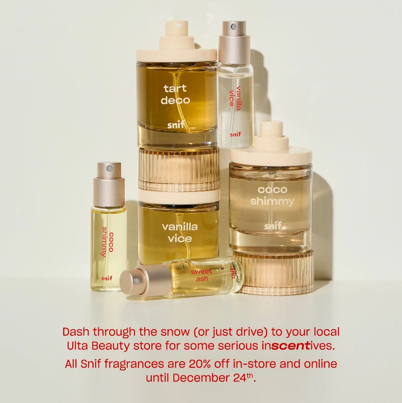 Dash through the snow (or just drive) to your local Ulta Beauty store for some serious inscentives. All fragrances are 20% off both in-store and online until December 24th.