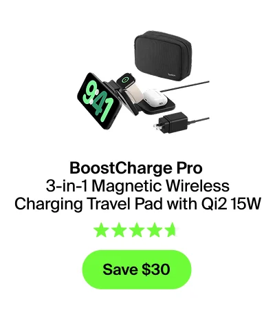 4.7 Star 3-in-1 Magnetic Wireless Charging Travel Pad with Qi2 15W