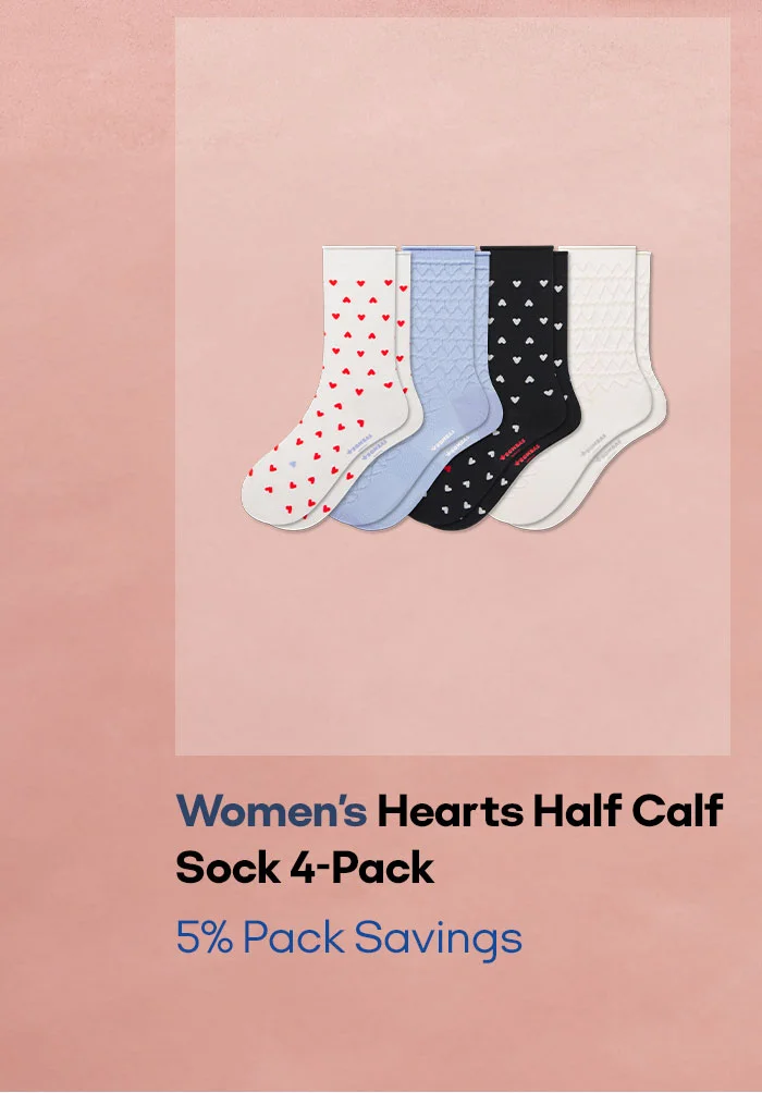 Women's Hearts Half Calf Sock 4-Pack 5% Pack Savings