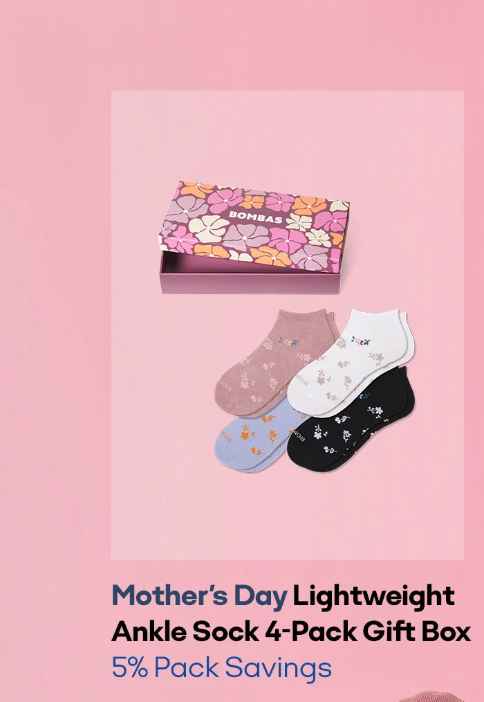 Mother's Day Lightweight Ankle Sock 4-Pack Gift Box 5% Pack Savings