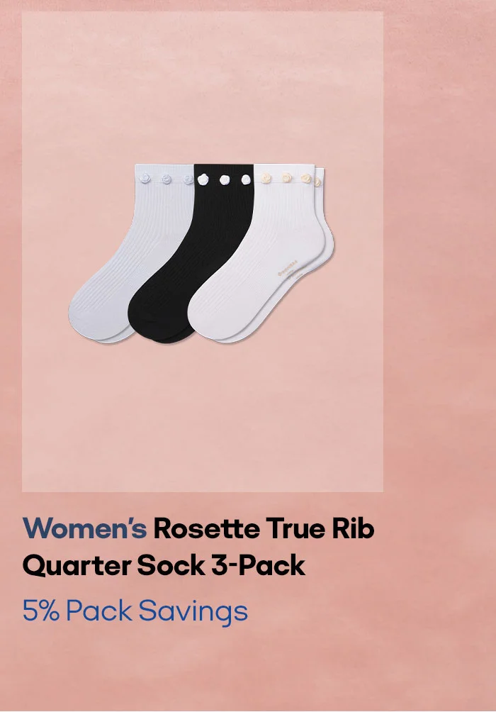 Women's Rosette True Rib Quarter Sock 3-Pack 5% Pack Savings