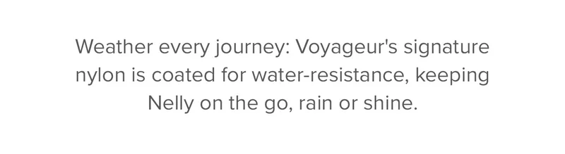 Features like stain- and water-resistance keep Voyageur by Nelly's side, rain or shine.