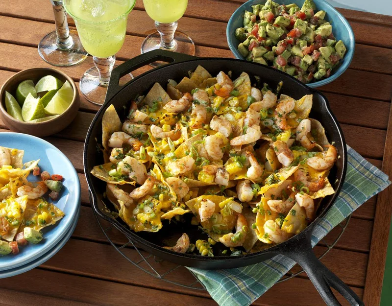 image of the Shrimp Nachos with Avocado-Tomato Salsa