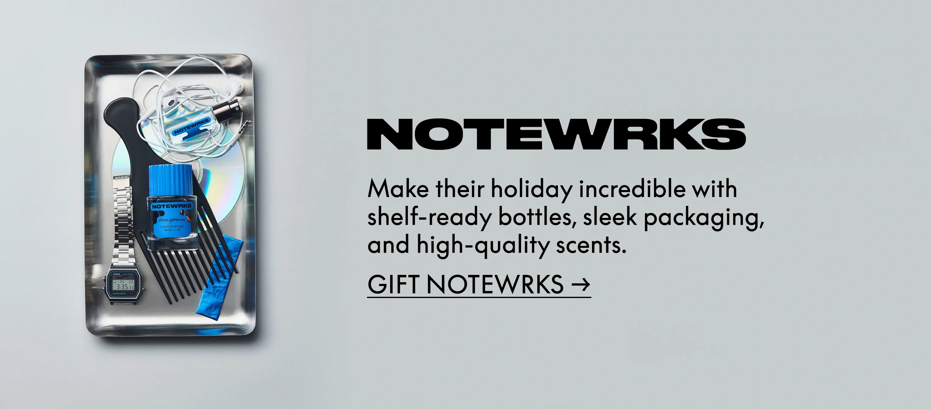 Notewrks. Make their holiday incredible with shelf-ready bottles, sleek packaging, and high-quality scents.