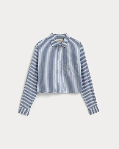 Image | The Way-Short Shirt in Silky Cotton | Bone / Mazarine Blue