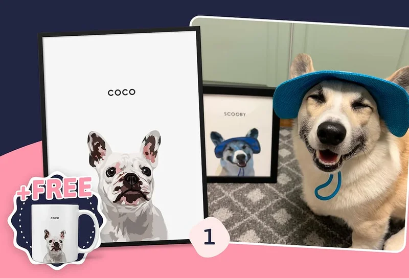 Modern Pet Portrait mock ups and customer photo