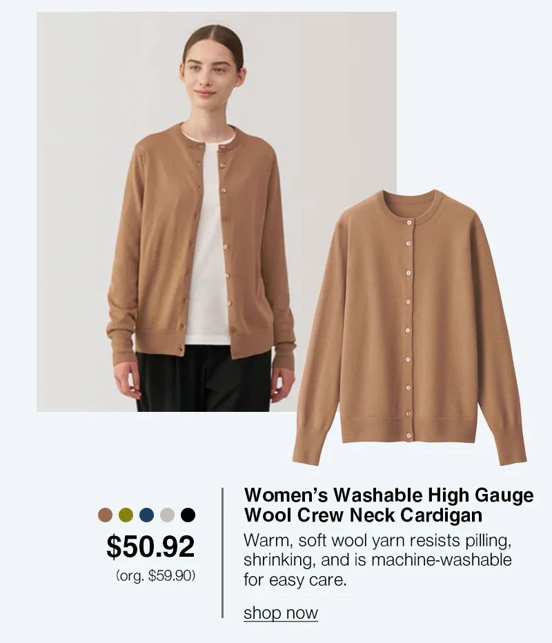 Shop Women's Washable High Gauge Wool Crew Neck Cardigan