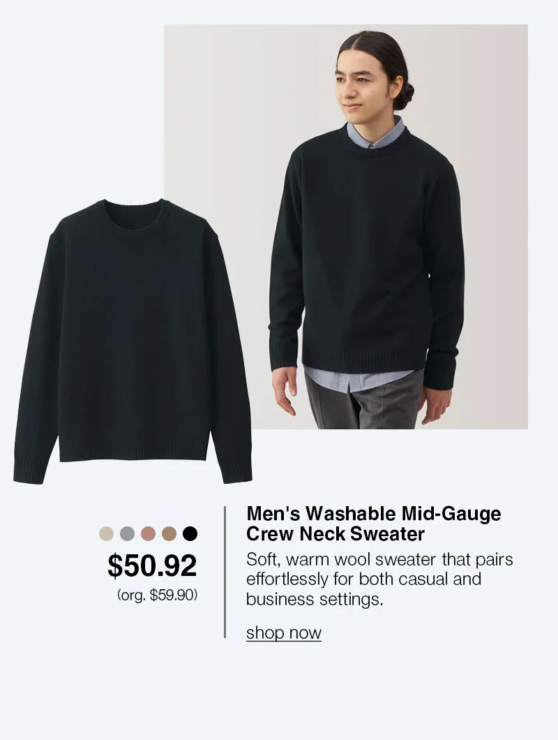 Shop Men's Washable Mid-Gauge Crew Neck Sweater