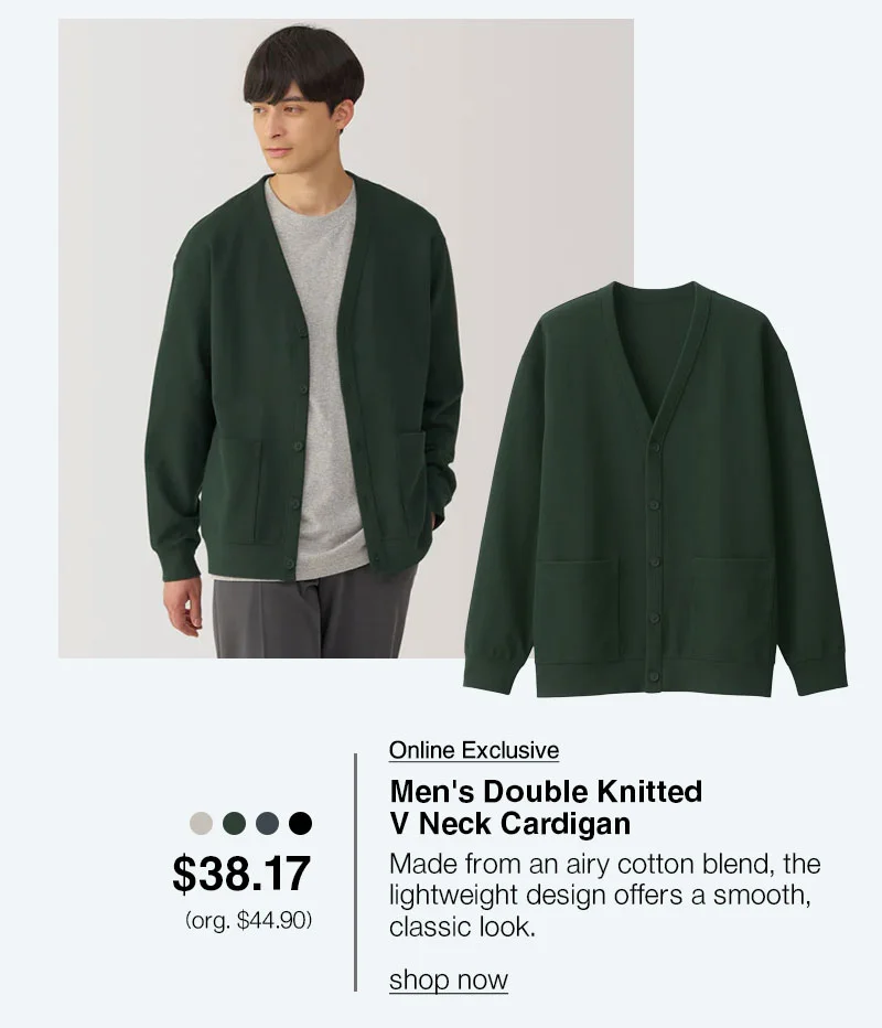 Shop Men's Double Knitted V Neck Cardigan
