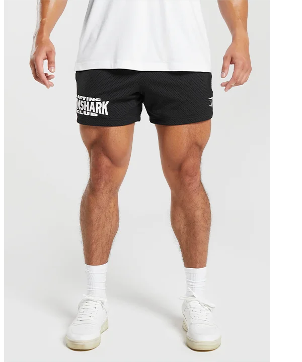 Featuring the Lifting Club Mesh 5'' Shorts in black.