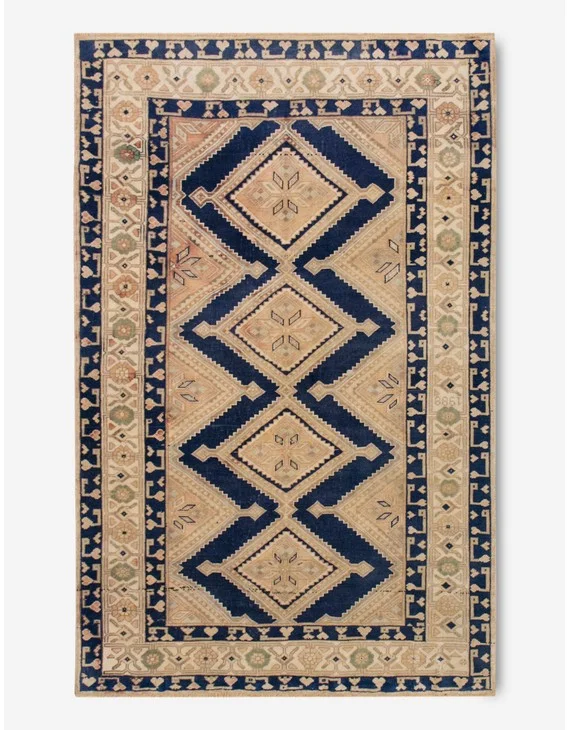 Vintage Turkish Hand-Knotted Wool Rug No. 405, 4'8" x 7'2"