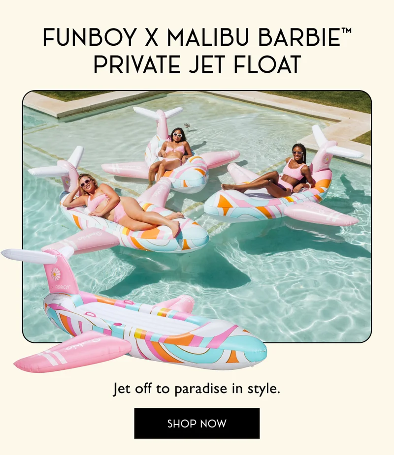 FUNBOY x Malibu Barbie™ Private Jet Float | Jet off to paradise in style. | SHOP NOW