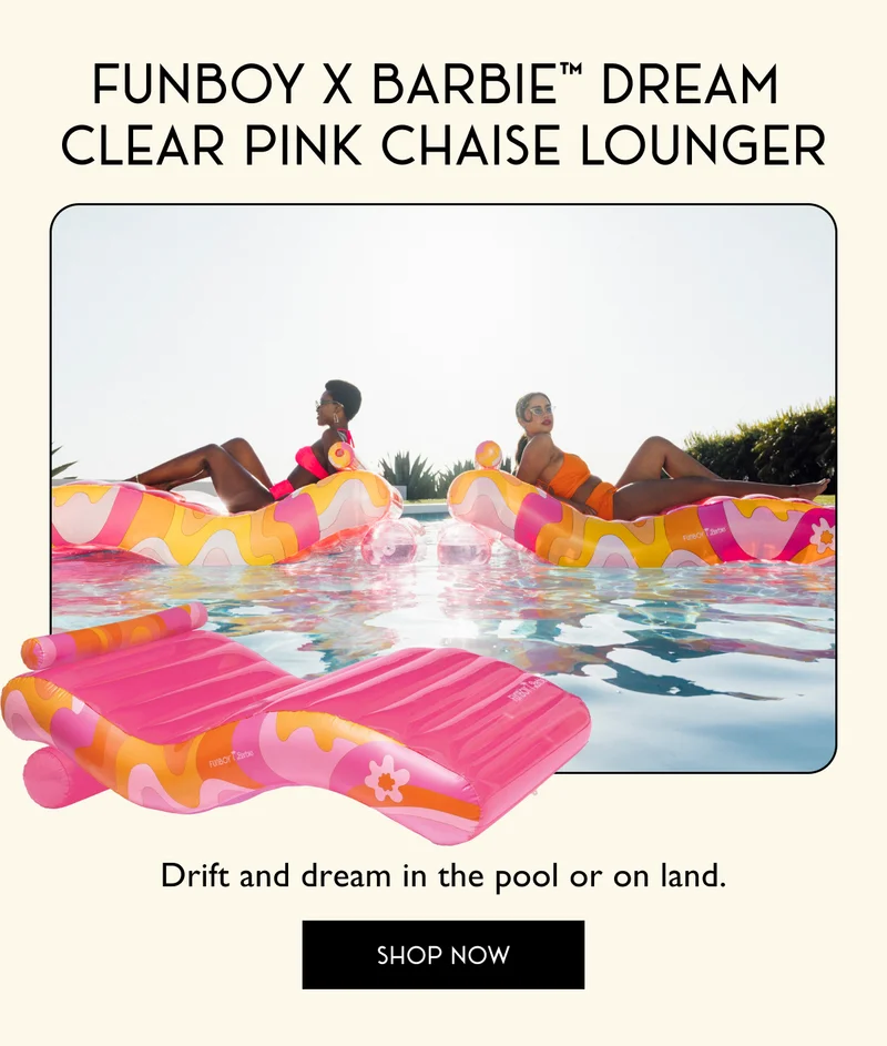FUNBOY X Barbie™ Dream  Clear Pink Chaise Lounger | Drift and dream in the pool or on land. | SHOP NOW