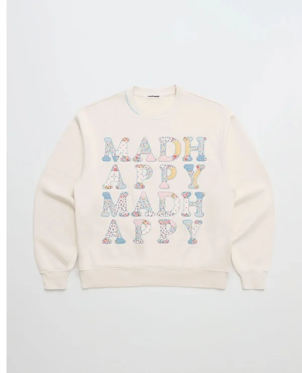 Patchwork Fleece Crewneck - Tofu